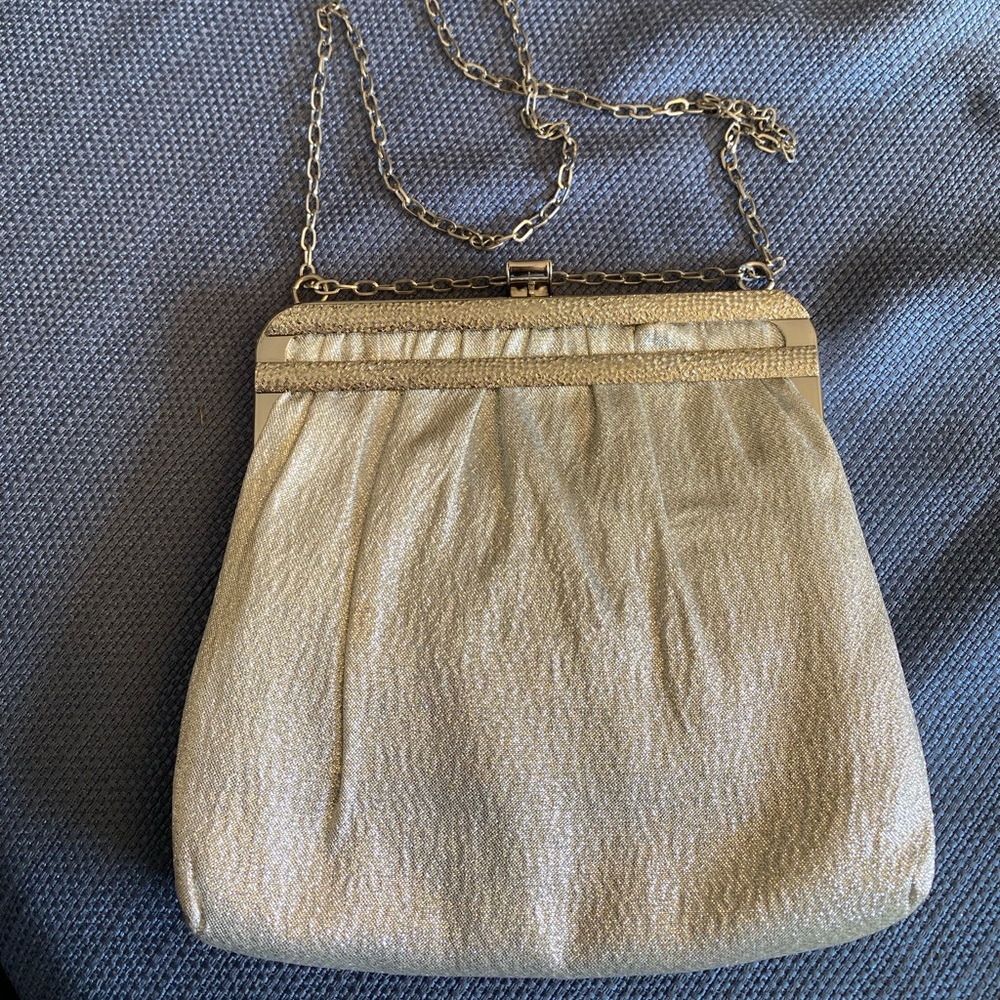 Silver, metallic cocktail purse, clutch.